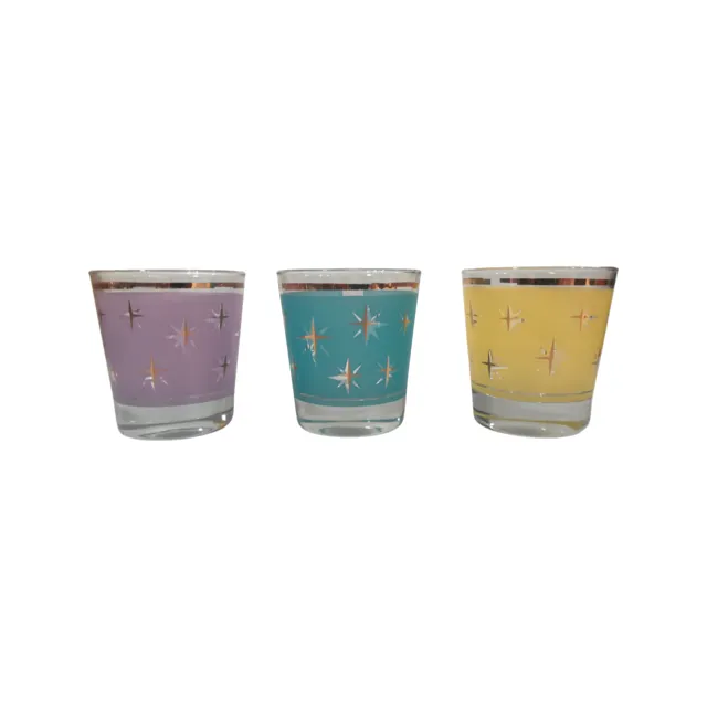 Bartlett Collins Mid-Century Atomic North Star Old Fashion Glasses (Set of 3)