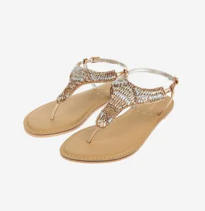 Bethany Beaded Rose Gold Sandals