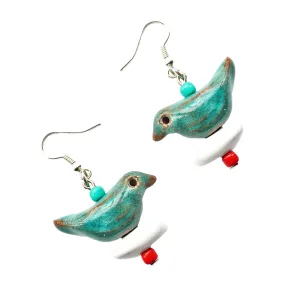 Bird Pebble Earrings Turquoise Imani Workshop