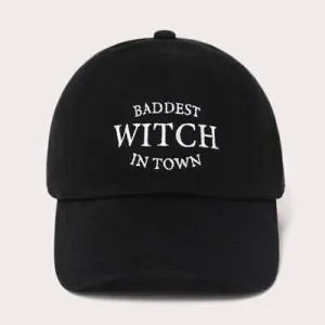 Black Baddest Witch In Town Halloween Fall Women's Baseball Cap Hat