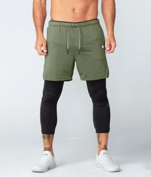 Born Tough Air Pro™ 2 in 1 Men's Running Shorts With Legging Liner Military Green