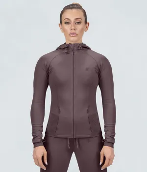 Born Tough Contoured Ash Brown Sleeve Loops Running Tracksuit Hoodie for Women