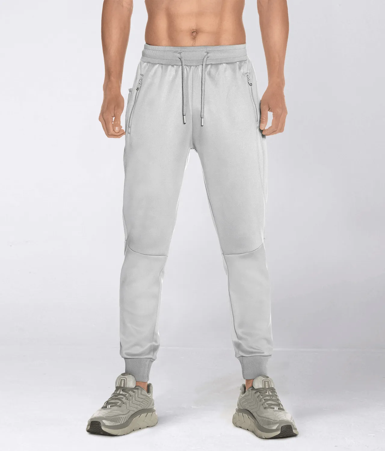 Born Tough Momentum Zipper Running Jogger Pants For Men Grey