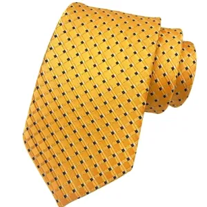 Classy Men Classic Yellow Grid Silk Tie