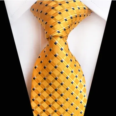 Classy Men Classic Yellow Grid Silk Tie