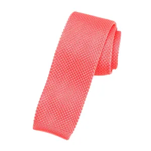 Classy Men Solid Salmon Square Knit Tie