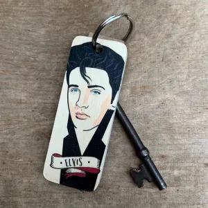 Elvis Character Wooden Keyring - RWKR1