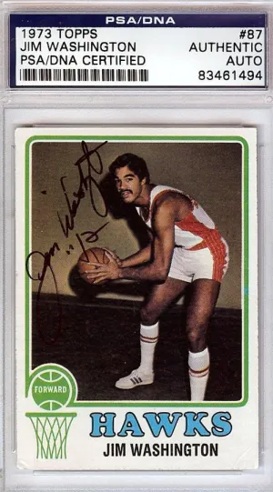 Jim Washington Autographed 1973 Topps Card #87 Atlanta Hawks PSA/DNA #83461494