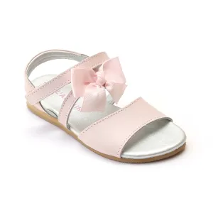 L'Amour Girls Grosgrain Bow Leather Sandals