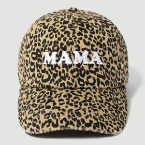 Mama Embroidered Leopard Animal Print Distressed Baseball Hat Cap w/ Mesh Back