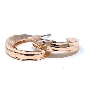 Medium Rose Gold Stud Hoop Earrings