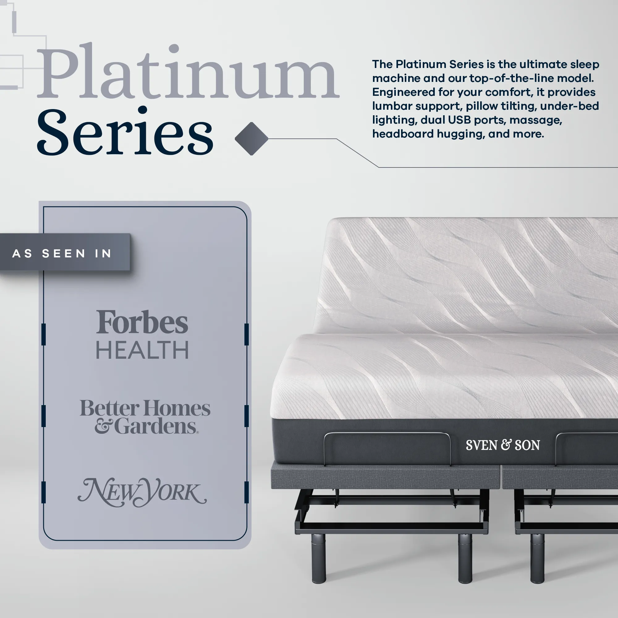 Platinum Series Adjustable Bed Base   Choice of Mattress Bundle