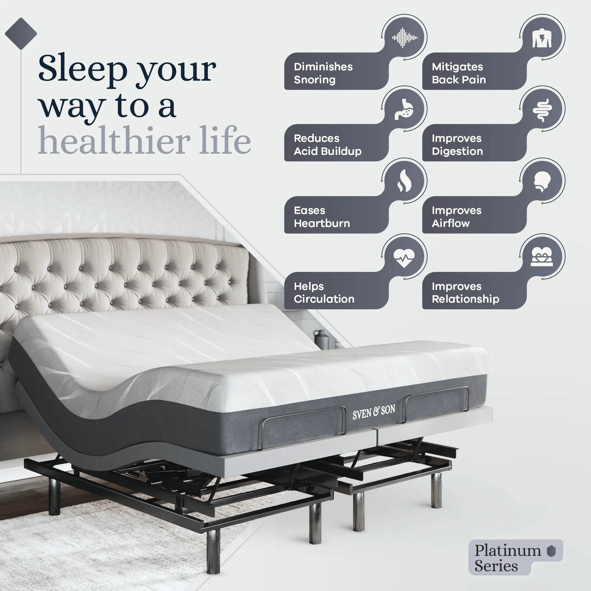 Platinum Series Adjustable Bed Base   Choice of Mattress Bundle