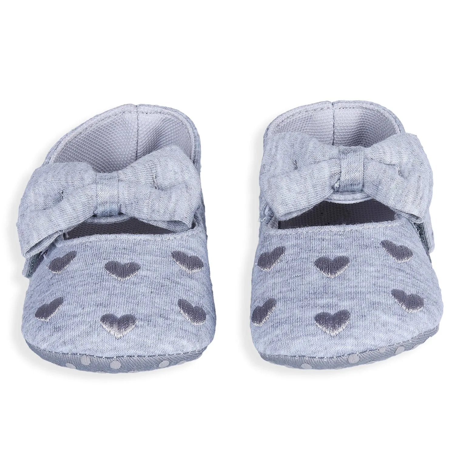 Princess Heart Premium Girls Anti-Slip Ballerina Booties - Grey