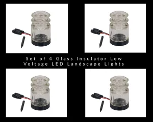 Set of 4 Hemingray-TS Glass Insulator Low Voltage LED Landscape Lights