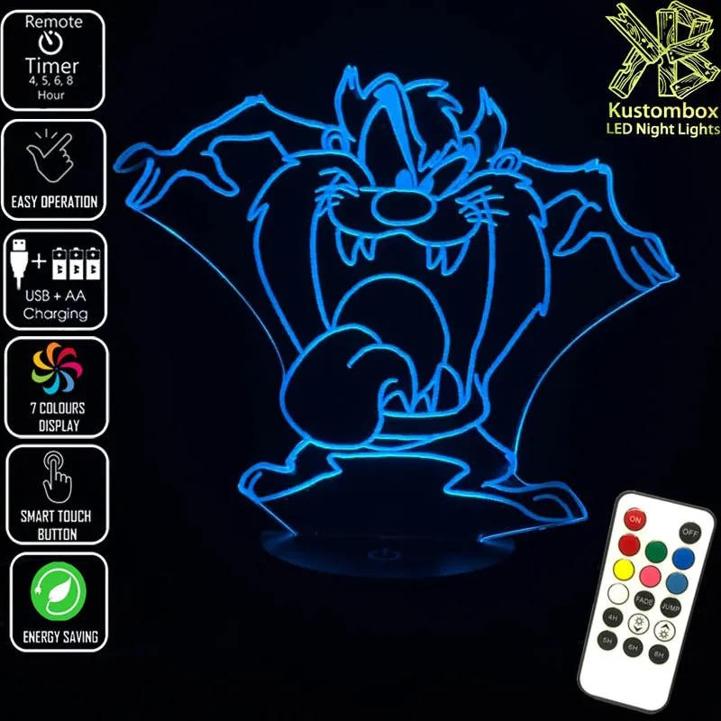 Tazzie Devil Looney Tunes Tongue Out 3D LED Night Light Lamp