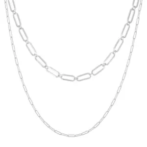 Worn Silver Double Chain Necklace